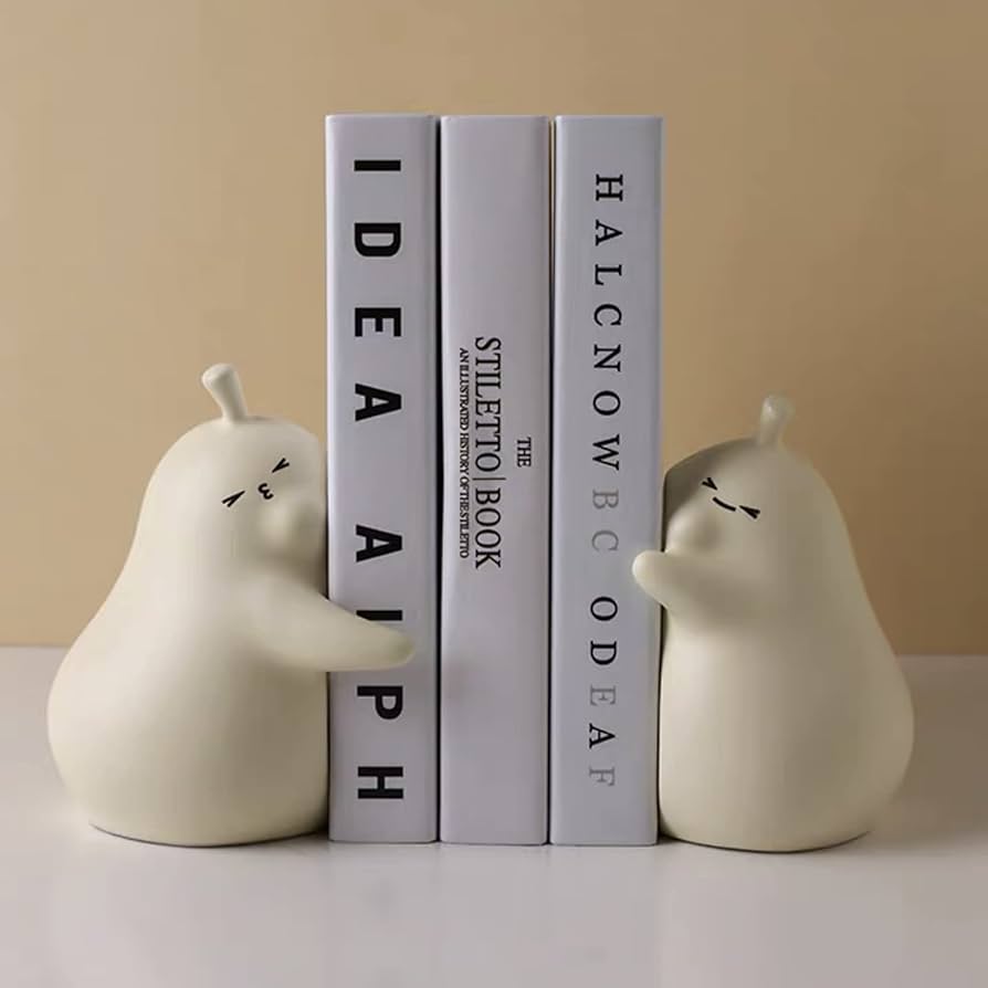 Amazon.com: Linxia Pear Bookends Vanilla White Ceramic Creative